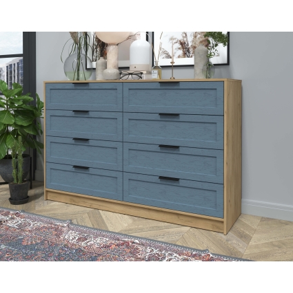 Kомод Тренд КТ-К157 (Дуб золотой ЛДСП/ Дуб лазурный ЛМДФ) Ш1565 В1020 Г451